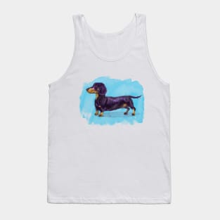 Cute Dachshund Watercolor Doodle Tank Top